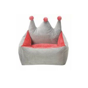 Small Pet Cat Dog Bed Royal Crown Pink And Gray 15”x19”